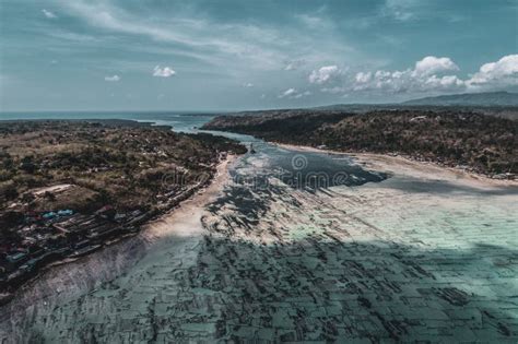 Aerial View Of Low Tide On The Beach Of Nusa Lembongan Island Bali