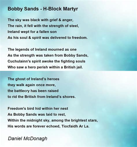 Bobby Sands - H-Block Martyr - Bobby Sands - H-Block Martyr Poem by ...