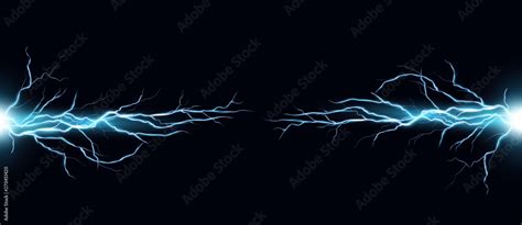 Vector Illustration Of Electric Discharge Shocked Effect On Black