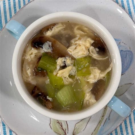 Bok Choy And Mushroom Egg Drop Soup