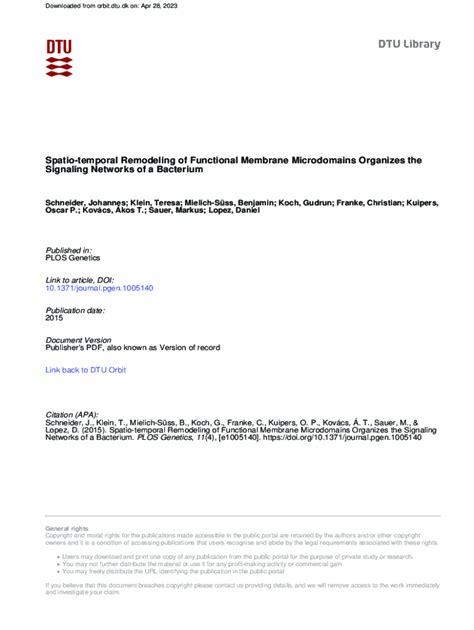 Fillable Online Spatio Temporal Remodeling Of Functional Membrane