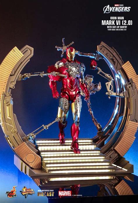Hot Toys Iron Man Mark VI 2 0 1 6th Scale Collectible Figure With Suit Up Gantry