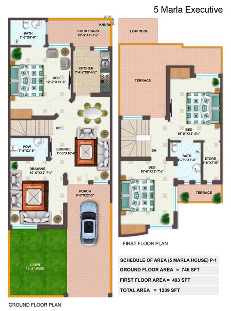 5 Marla House Plans Civil Engineers Pk