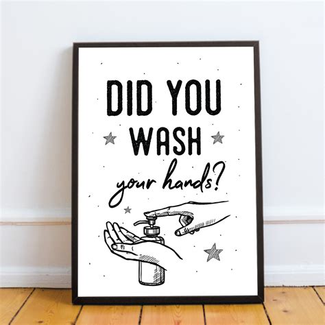 Wash Your Hands Bathroom Print Framed Bathroom Decor Sign