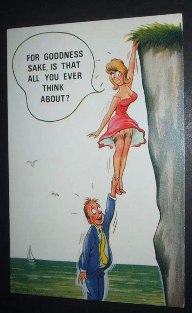 SAUCY BAMFORTH COMIC STOCKINGS NYLONS UPSKIRT CLIFF FALL THINK ABOUT SEX Humour 3 40 PicClick UK