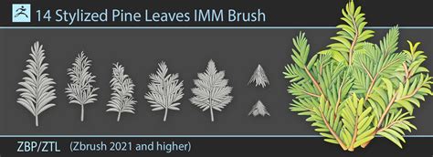 Stylized Pine Leaves IMM Brush FlippedNormals