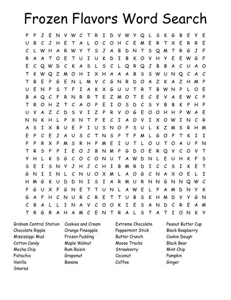 Frozen Flavors Word Search WordMint