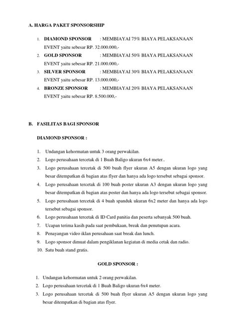 Contoh Surat Penawaran Kerjasama Sponsorship Garumah