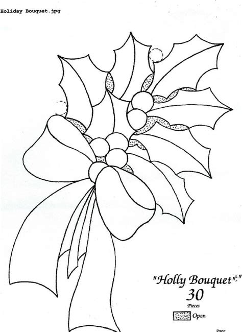 Holly Bouquet Stained Glass Christmas Stained Glass Patterns Free Glass Stencil