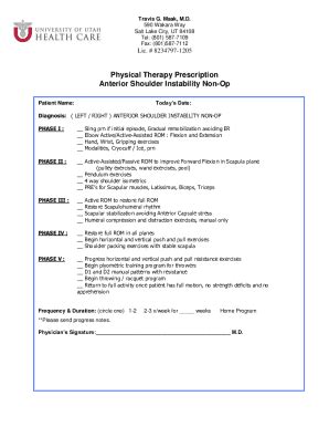 Fillable Online Non Operative Rehabilitation For Anterior Shoulder