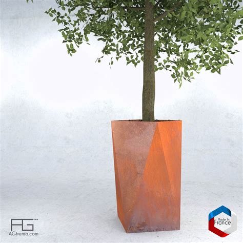 Bac Fleurs Triangles Moderne Et Original En Acier Corten Agtrema