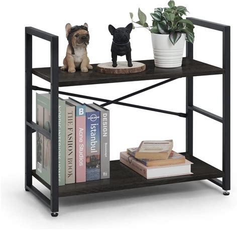 Amazon CAPHAUS 2 Tier Small Bookshelf 24 Inch Width Free Standing