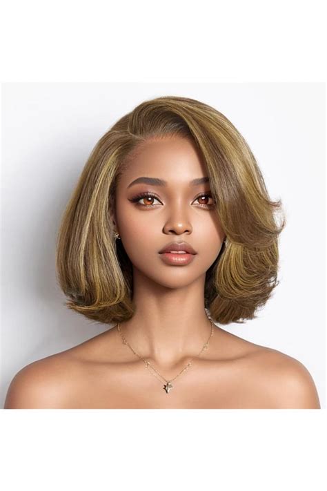 ODBE Bye Bye Knots Glueless Wig Light Blonde Mix Brown Bob Layered Cut Wigs 5x5 Closure Bob Lace