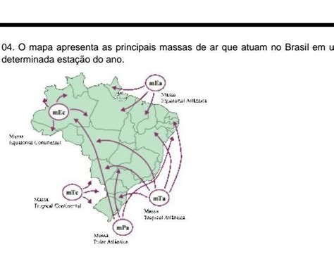 O Mapa Apresenta As Principais Massas De Ar Que Atuam No Brasil Em Uma