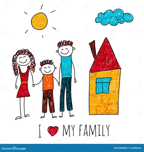 Vector Image of Happy Family with House Stock Vector - Illustration of ...