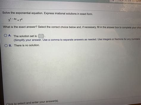 Answered Compiet Solve The Exponential Equation … Bartleby