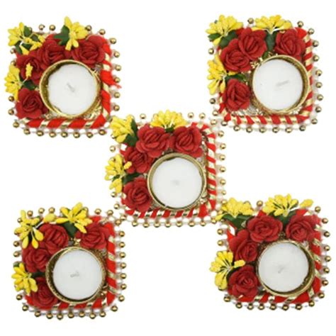 Store Indya Set Of Fancy Diwali Diyas With Tealight Holder Decorated