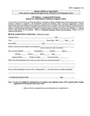 Fillable Online Ohr Wisc APO Appendix 12 A PRIOR APPROVAL REQUIRED