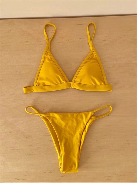 Yellow Triangle Bikini On Carousell