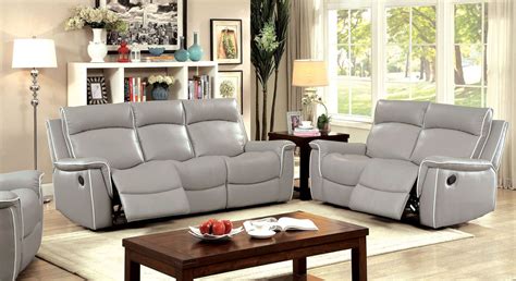 Salome Light Gray Recliner Living Room Set Cm6798 Sf Furniture Of America