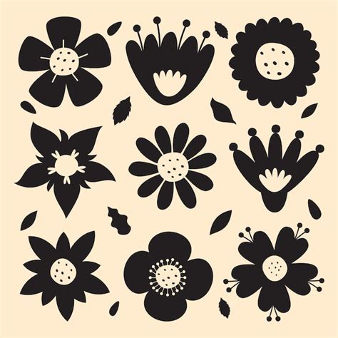 Premium Vector Silhouette Drawing Of Flowers And Plants