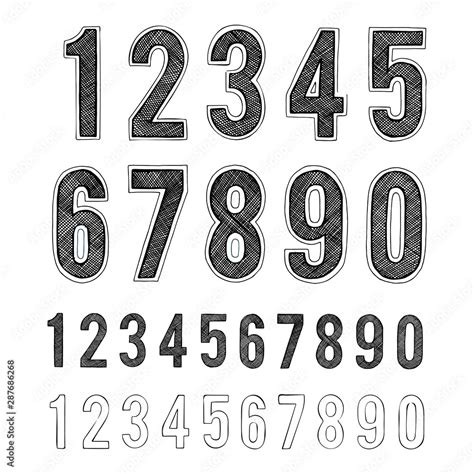 numbers hand drawn vector numbers sketch drawing numbers part  set