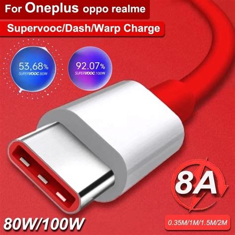 Oneplus 100W SuperVOOC Ultra Fast Charging Charger 8A Type C USB Cable