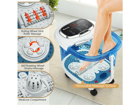 Costway Portable Foot Spa Bath Motorized Massager Electric Feet Salon Tub W Shower Timer Blue