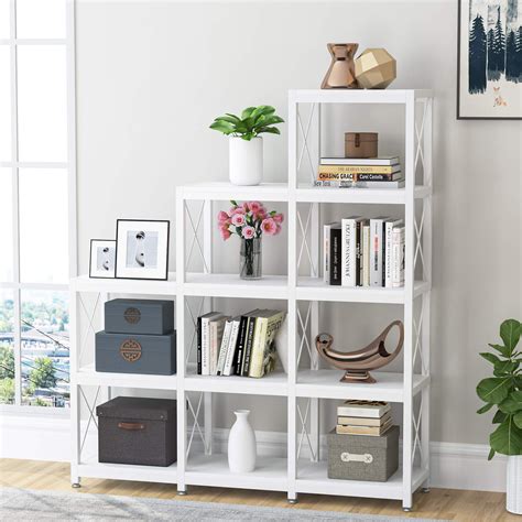 Buy Tribesigns 12 Shelves Etagere Bookcase Modern 9 Cubes Stepped