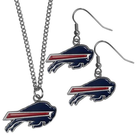 Buffalo Bills Dangle Earrings And Chain Necklace Set Fanhood Gear