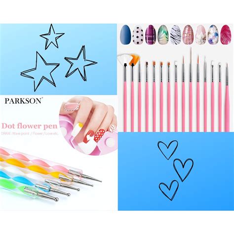 Kit 15 Pincéis 10 Boleadores Em 5 Pincéis Manicure Desenho lolibiju