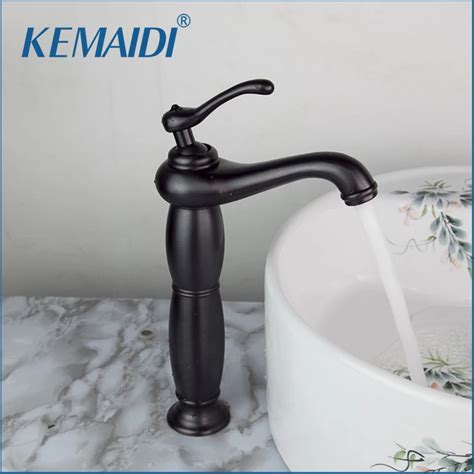 KEMAIDI Oil Rubbed Bronze Bathroom Wash Basin Sink Single Handle Vessel Cold Hot Mixer Water