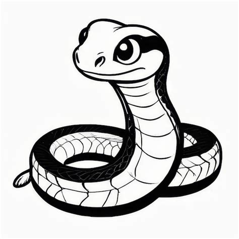 Un Dibujo En Blanco Y Negro De Una Serpiente Con Una Cabeza Negra Y Un