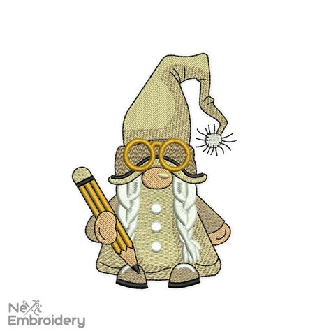 Back To School Girl Gnome Embroidery Design Nextembroidery