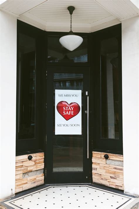 Browse Free HD Images of Stay Safe Sign In Store Widow