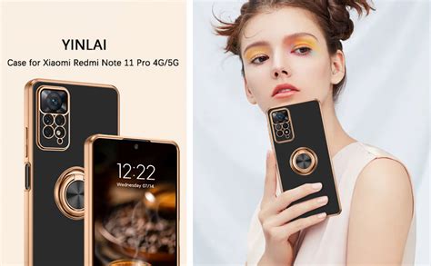 Yinlai Xiaomi Redmi Note 11 Pro Hüllehandyhülle Xiaomi Redmi Note 11 Pro Mit Magnet Gold Ring