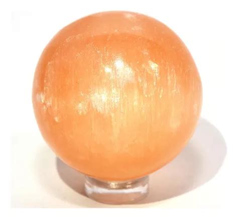 Esfera De Selenita Naranja Natural De 40 Mm Piedra Preciosa Meses Sin