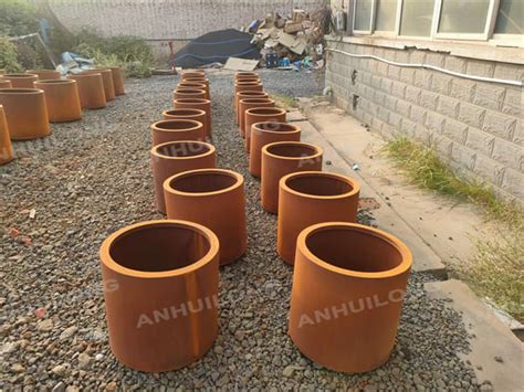 Cylinder Corten Steel Planter For Garden Design Ahl Corten Steel