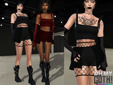 The Sims Resource Oh My Goth Crop Top And Gloves Do