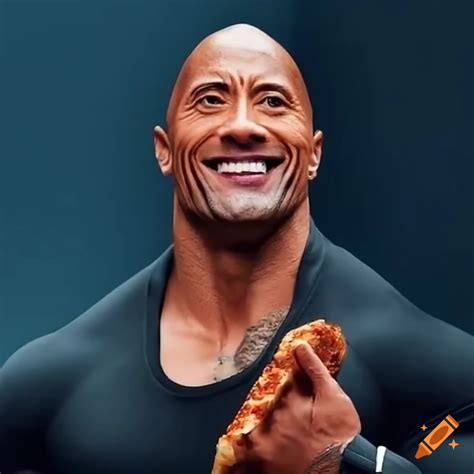 Dwayne The Rock Johnson Enjoying Pepperoni Pizza On Craiyon