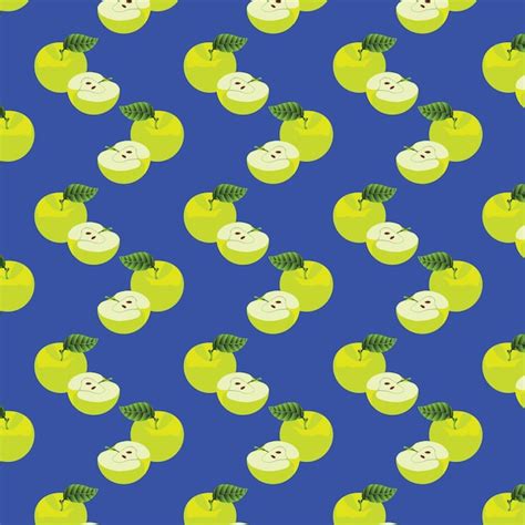 Premium Vector Seamless Pattern With Apples On The Green Background