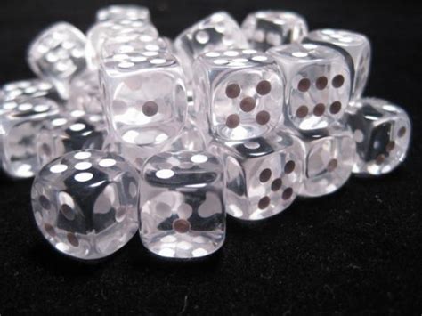 Chessex Dice Sets Clearwhite Translucent 12mm D6 36 Game Kastle Online