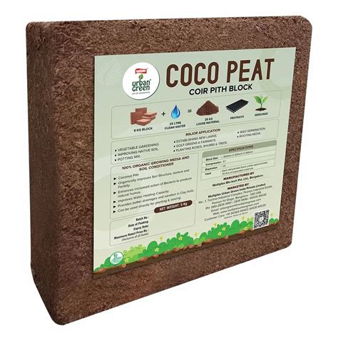 Brown Multiplex Urban Green Coco Peat Coir Pith Block Packaging Size