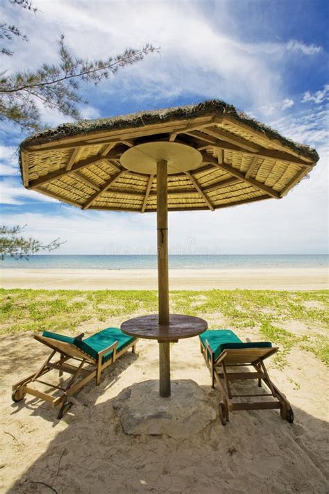 Straw Umbrella On The Beach Stock Photo Image Of Relax Horizon 10729402