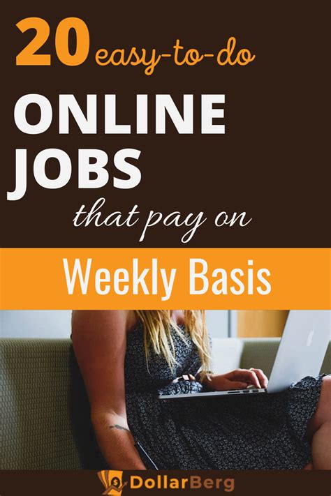 20 Legit Work From Home Jobs That Pay On Weekly Basis Online Jobs