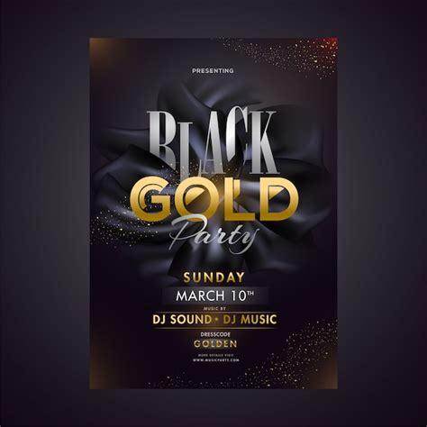 Premium Vector Black Gold Party Template Or Poster Design With Date