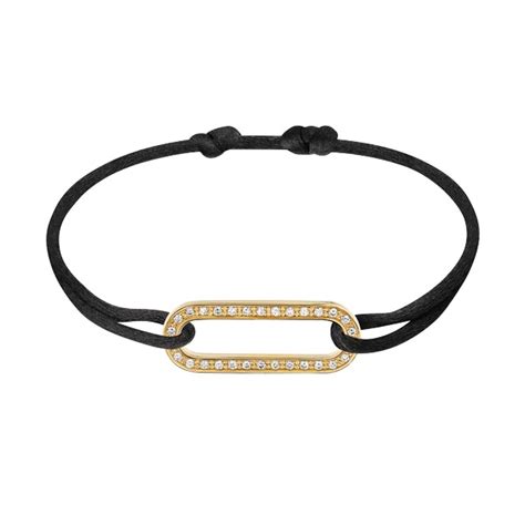 Bracelet Maillon L En Or Jaune Orn De Diamant Sur Cordon De Dinh Van