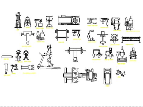 Mobiliario Para Gimnasio En AutoCAD Librería CAD