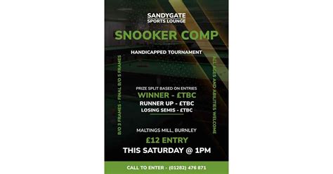 New Saturday Snooker Handicap At Sandygate Sports Lounge Snooker Hub