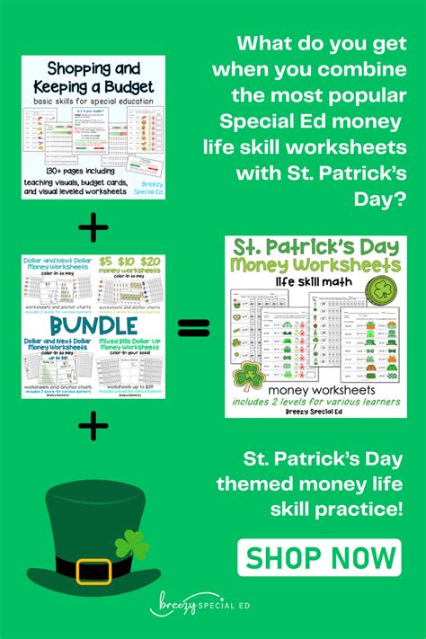 St Patrick S Day Life Skill Money Math Budget Worksheets For Specia Breezy Special Ed